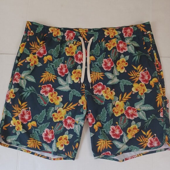 Fair Harbor Other - FAIR HARBOR MASTOS ANCHOR SWIM TRUNKS TROPICAL FLORAL PRINT SIZE XL